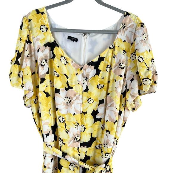 Talbots Stretch‎ Crepe Midi Dress in Yellow Pippy Poppies Floral Print, Size 22W - Picture 4 of 13